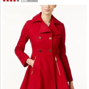 NWT Laundry red dahlia  pea coat
